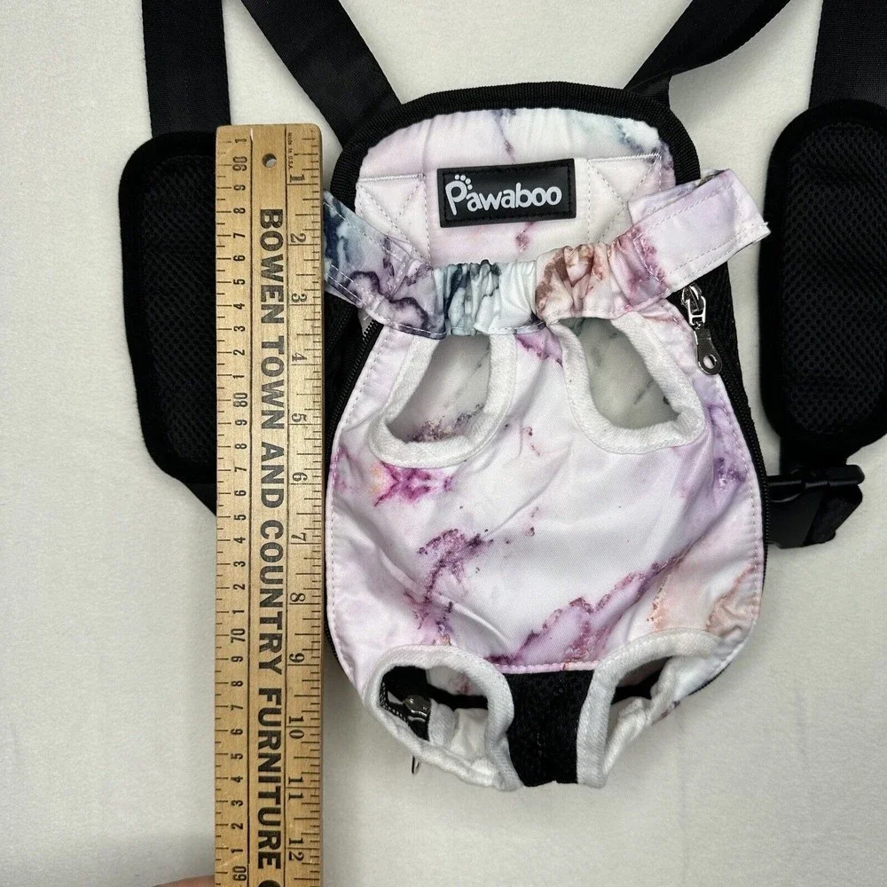 PAWABOO Pet Cat Dog Carrier Backpack Travel Hiking Adjustable Bag Purple Marble